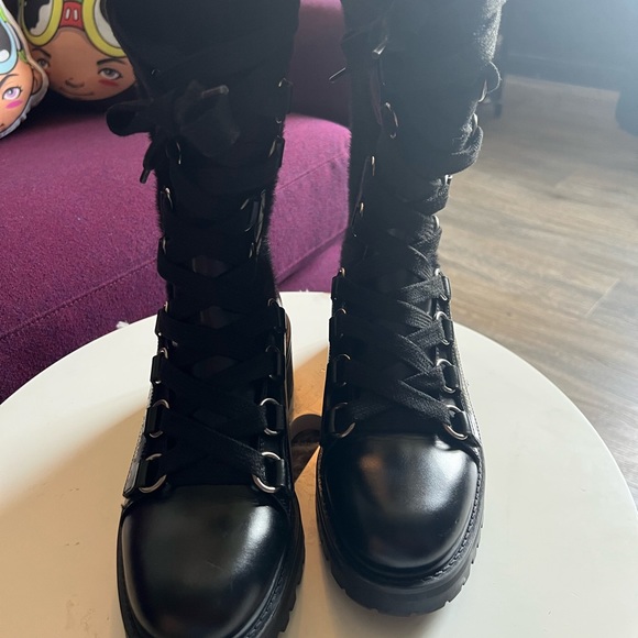 Dior D-Fight Mid Calf Black Combat Boots - Picture 11 of 15